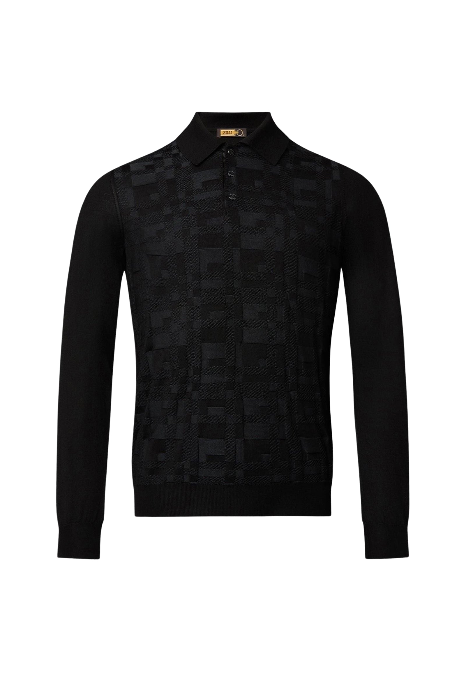 Polo à motif géométrique en cachemire - Noir