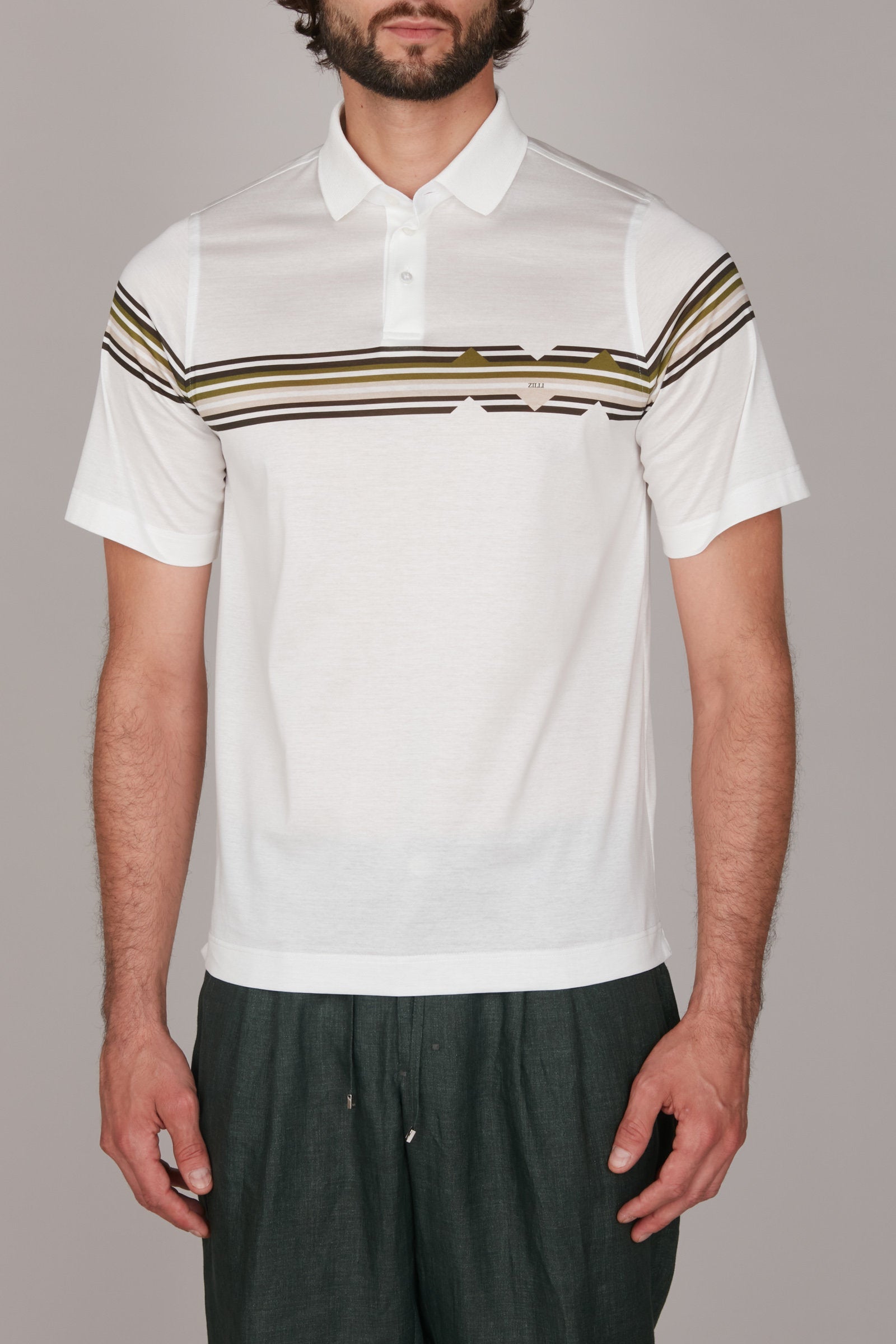 Polo à motif géométrique - Kaky Green