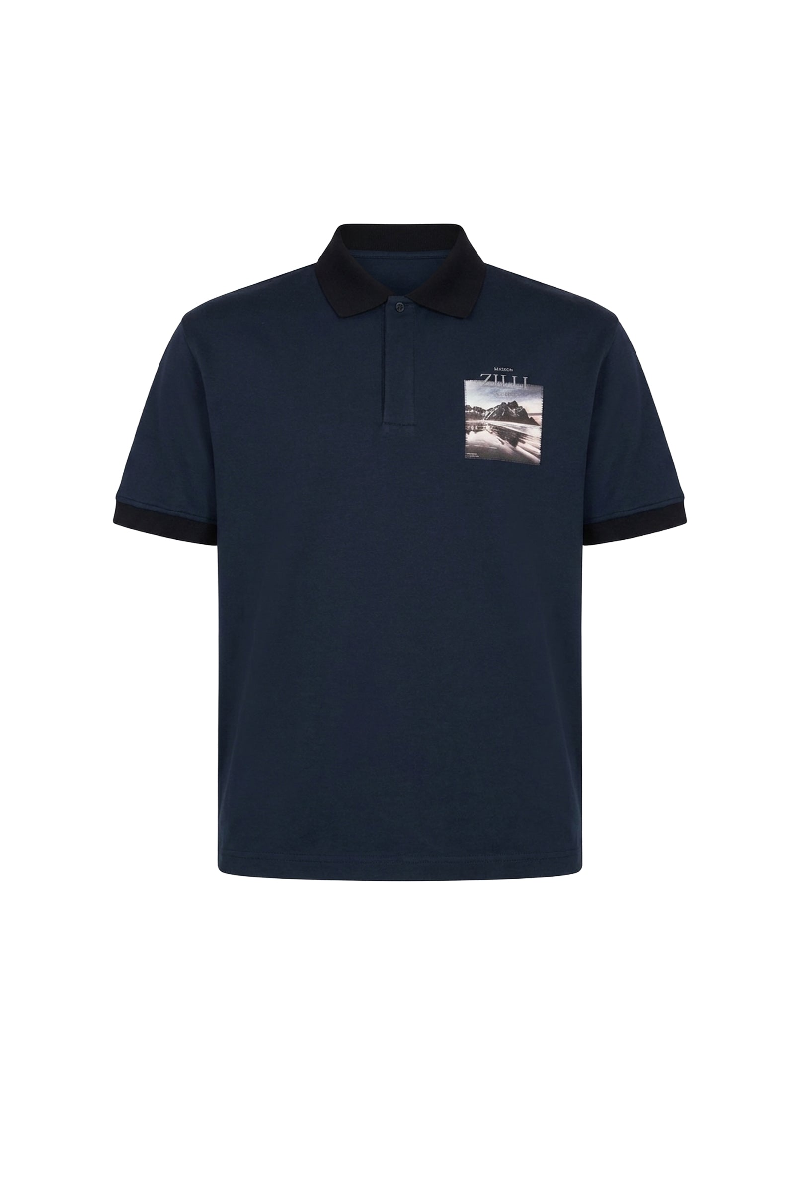 Polo imprimée - Bleu & Noir