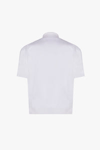 Polo à motif géométrique fine en soie - Blanc & Marron