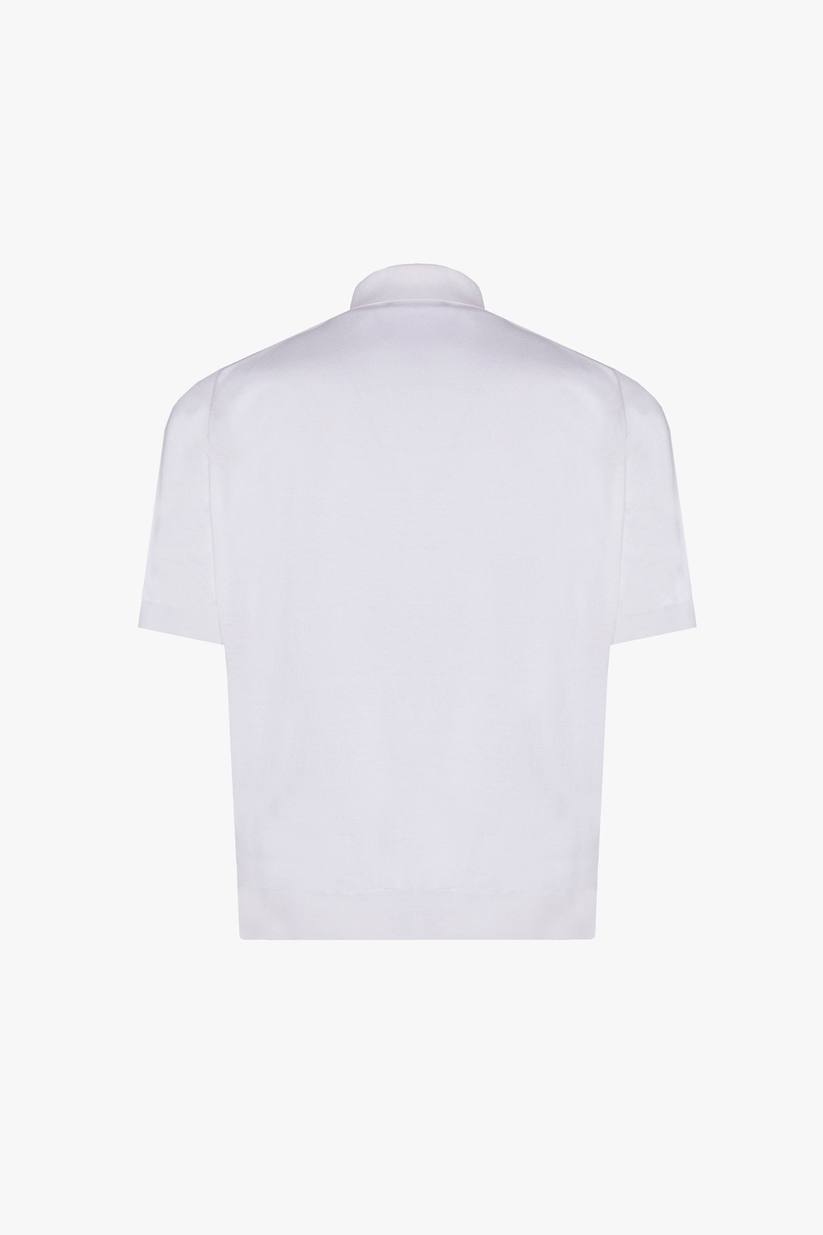 Polo à motif géométrique fine en soie - Blanc & Marron