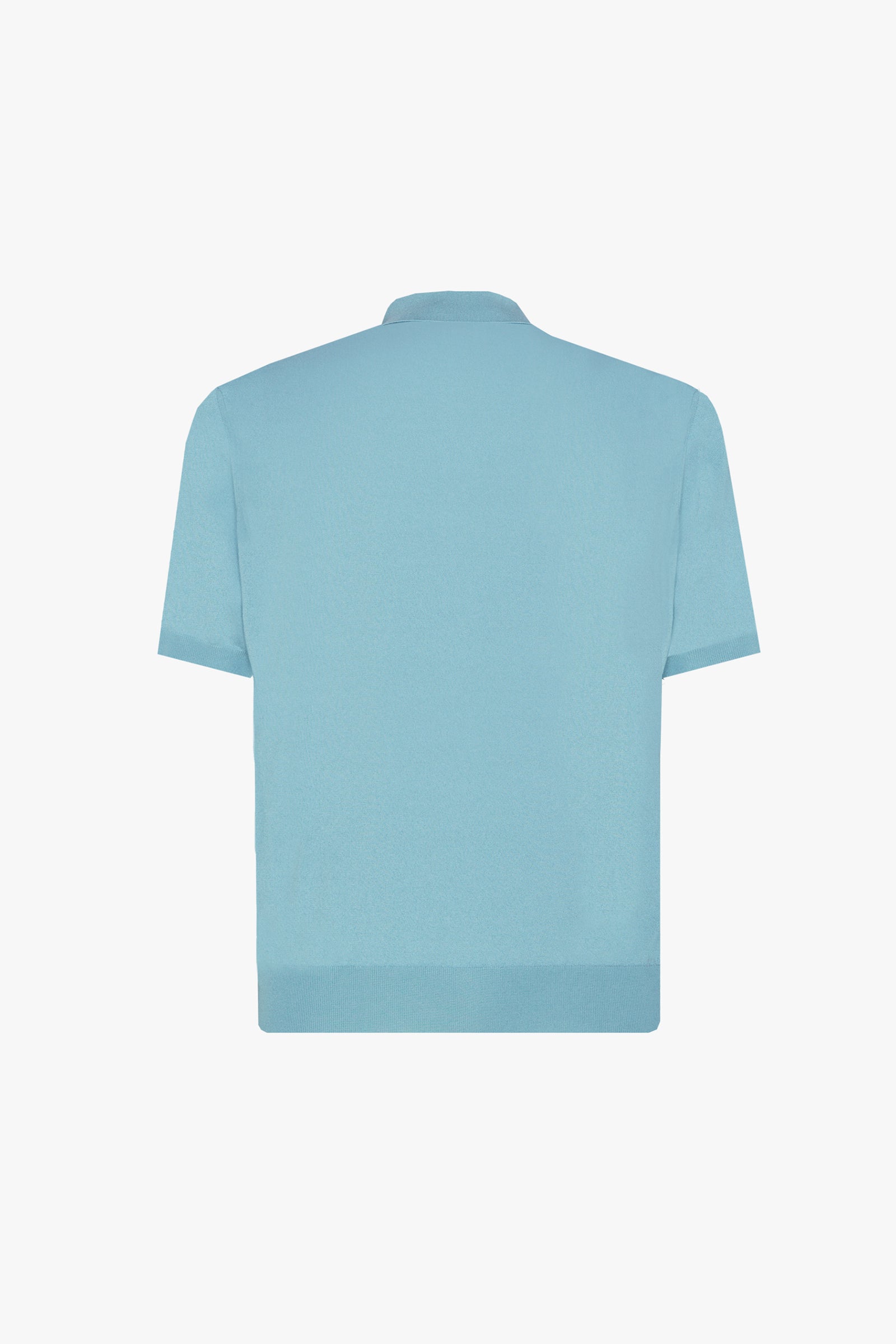 Polo à motif graphique en soie mélangée - Bleu & Blanc
