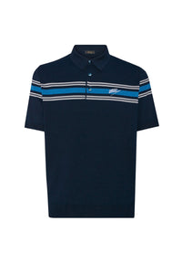 Polo à bandes texturée en soie - Bleu