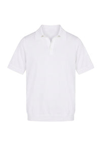 Polo à col côtelé en soie - Blanc