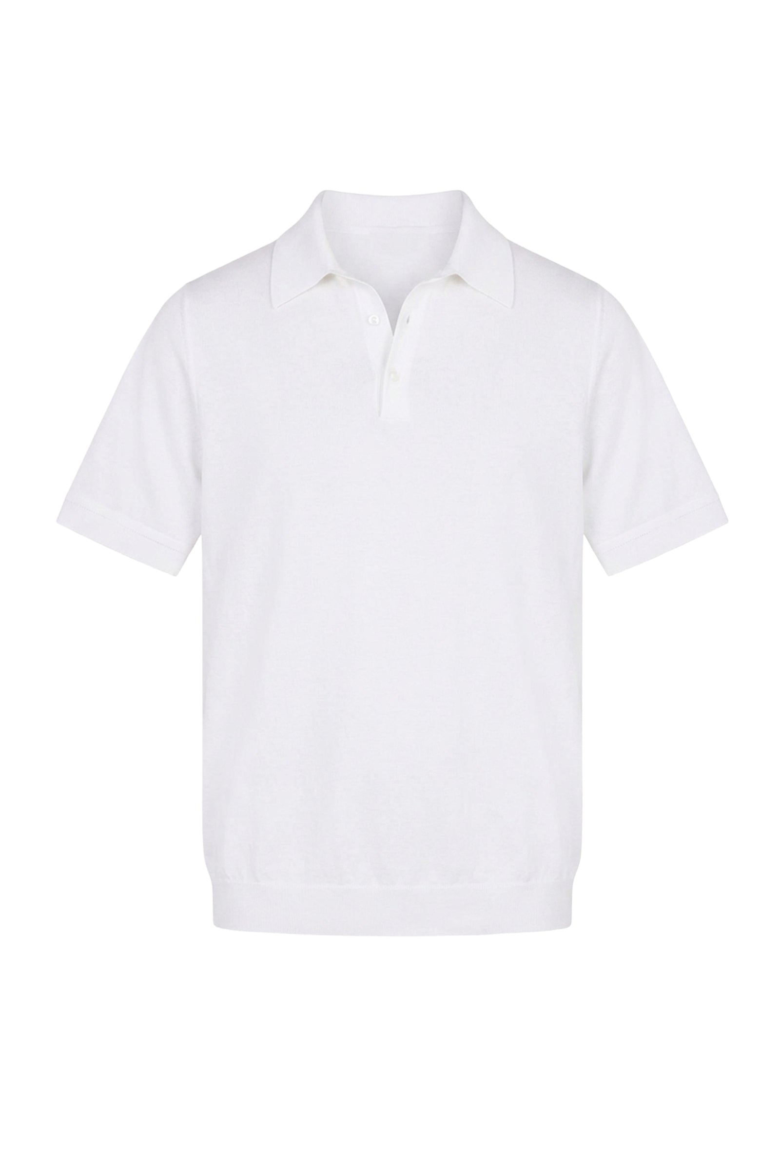 Polo à col côtelé en soie - Blanc