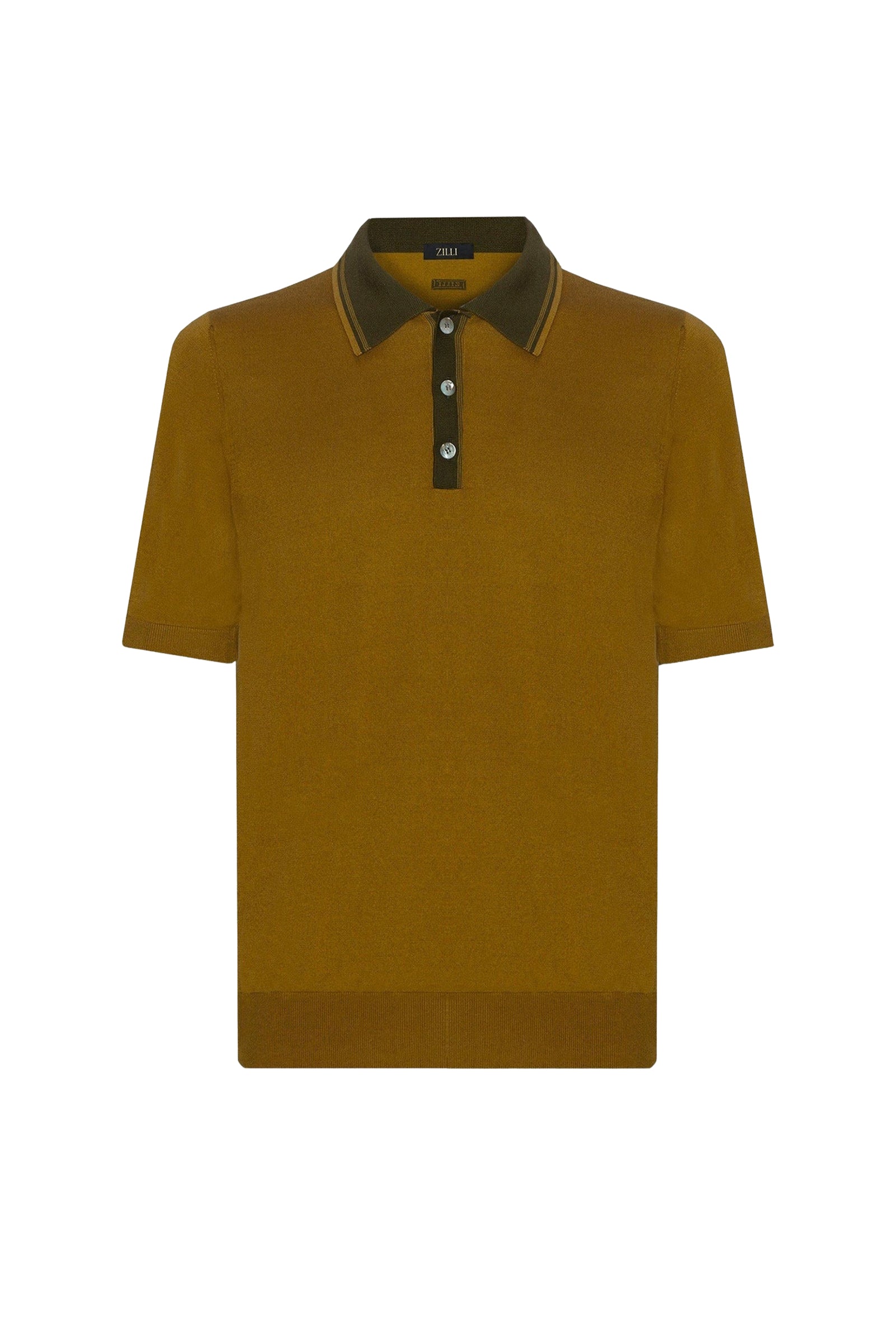 Ribbed polo shirt in silk - Brown & Green