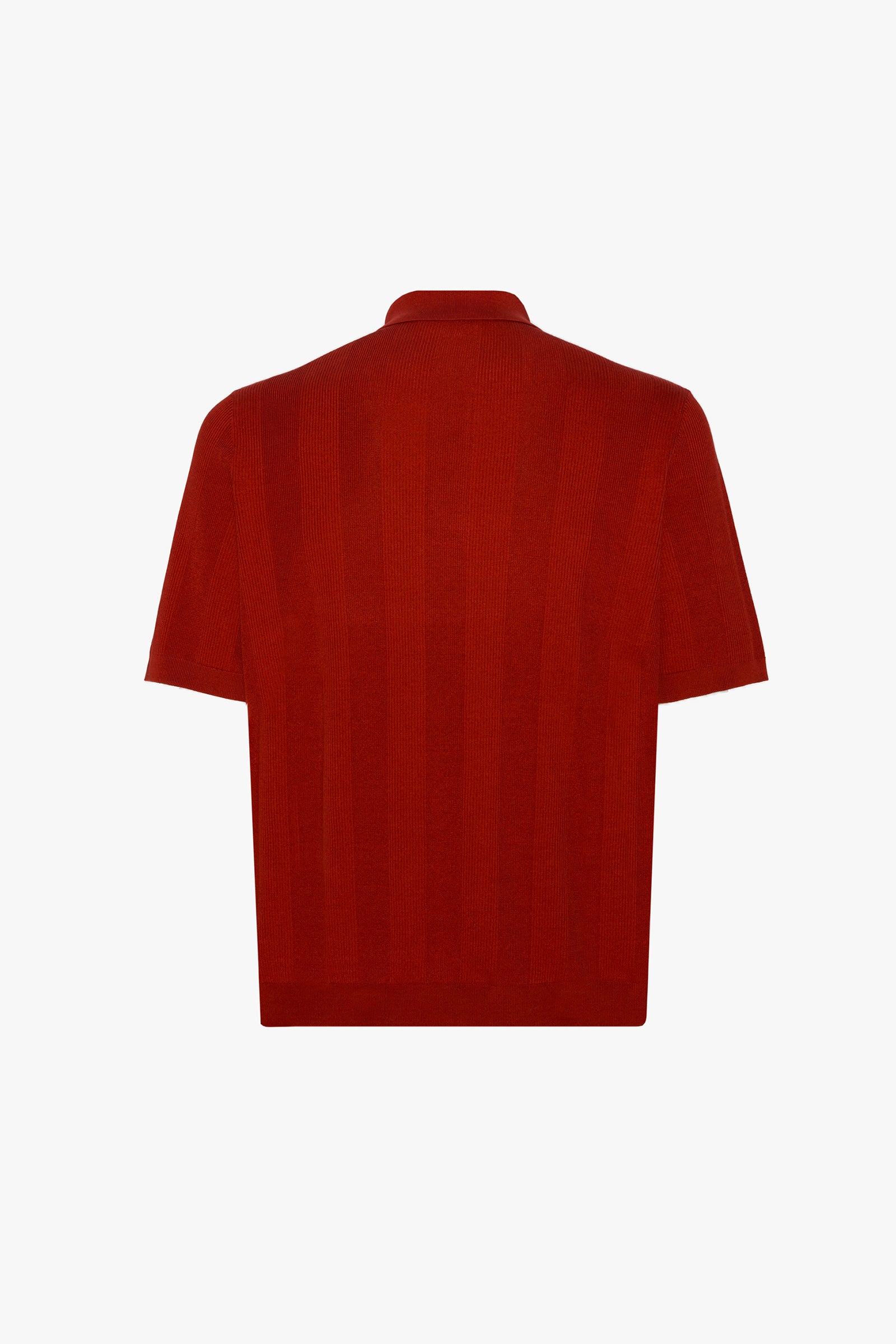 Silk polo shirt with contrasting ribbed stripes - Bordeaux