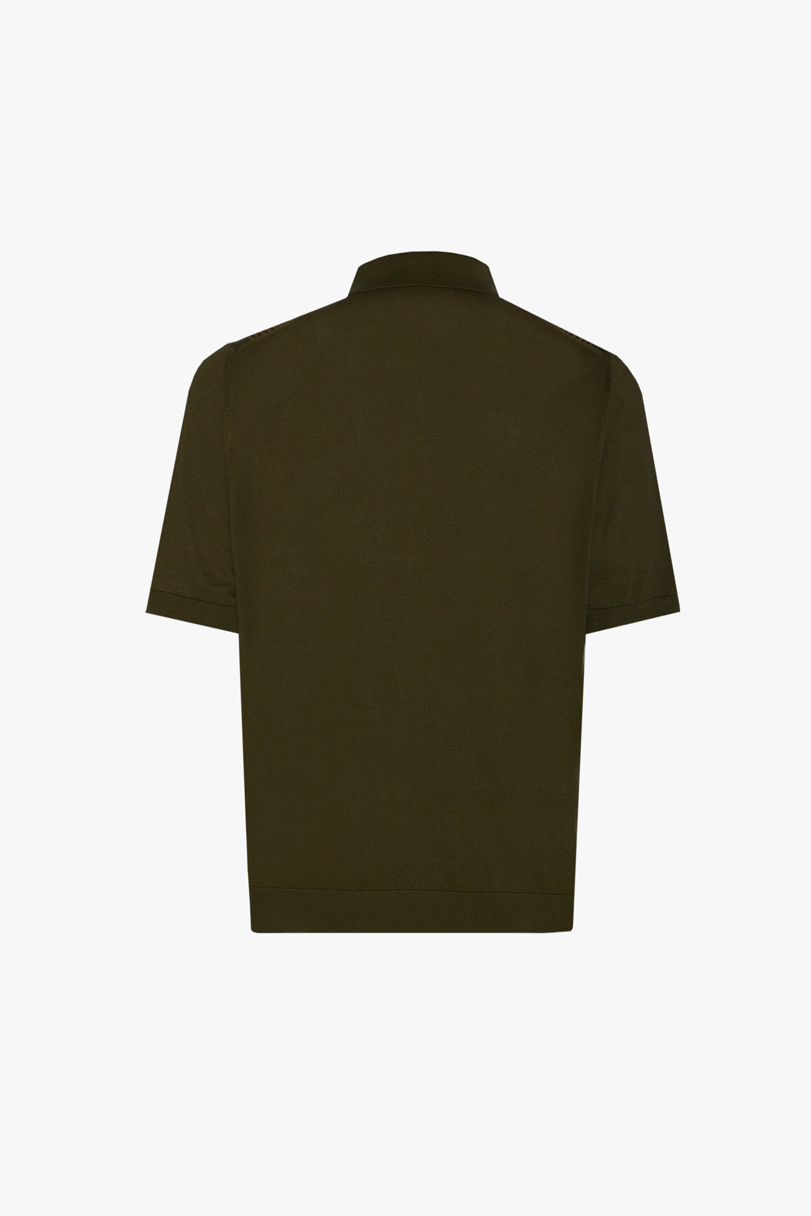 Polo à rayures verticales en soie - Vert & Beige