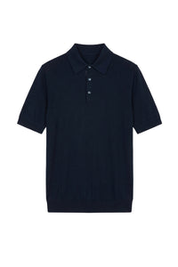 Polo à motif en soie mélangée - Bleu
