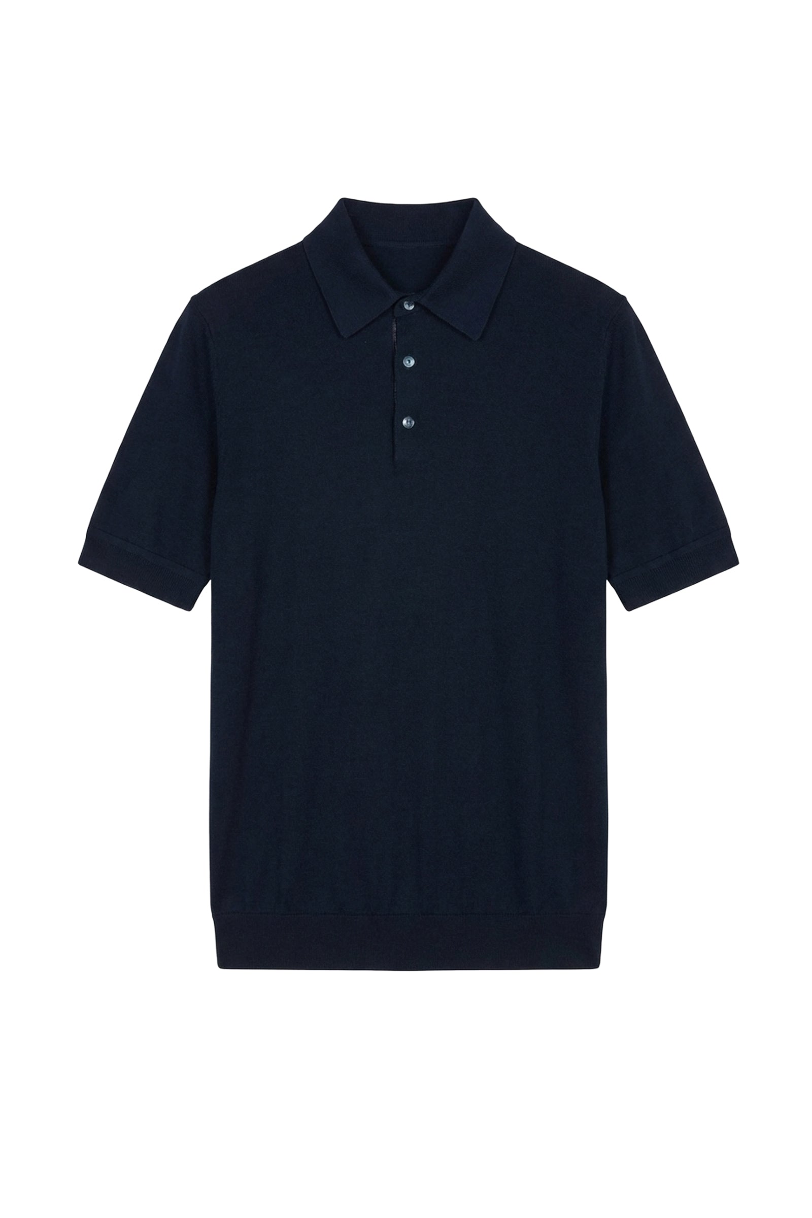 Polo à motif en soie mélangée - Bleu