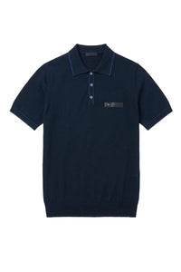 Polo boutonné en soie - Bleu