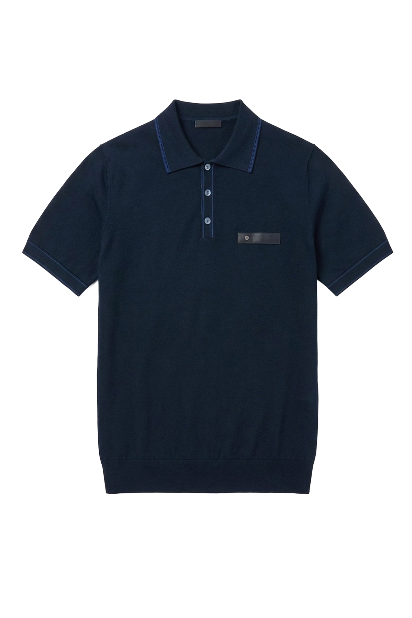 Polo boutonné en soie - Bleu