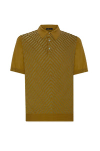 Polo à motif jacquard en soie - Marron