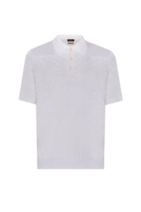 Polo à motif en soie mélangée - Blanc
