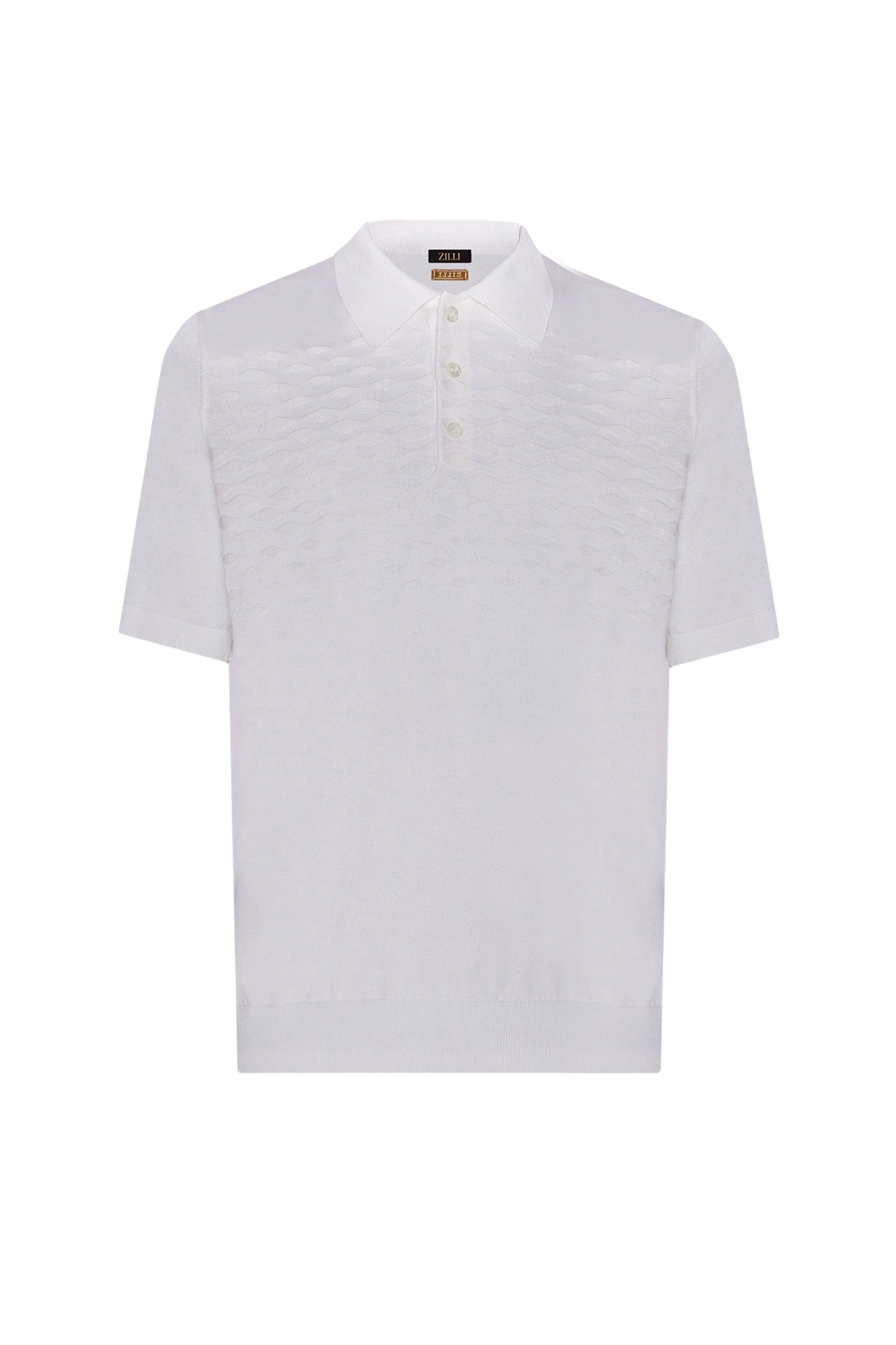 Polo à motif en soie mélangée - Blanc