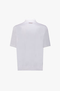 Polo à motif en soie mélangée - Blanc