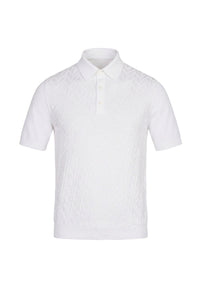 Polo à motif texturé en soie - Blanc
