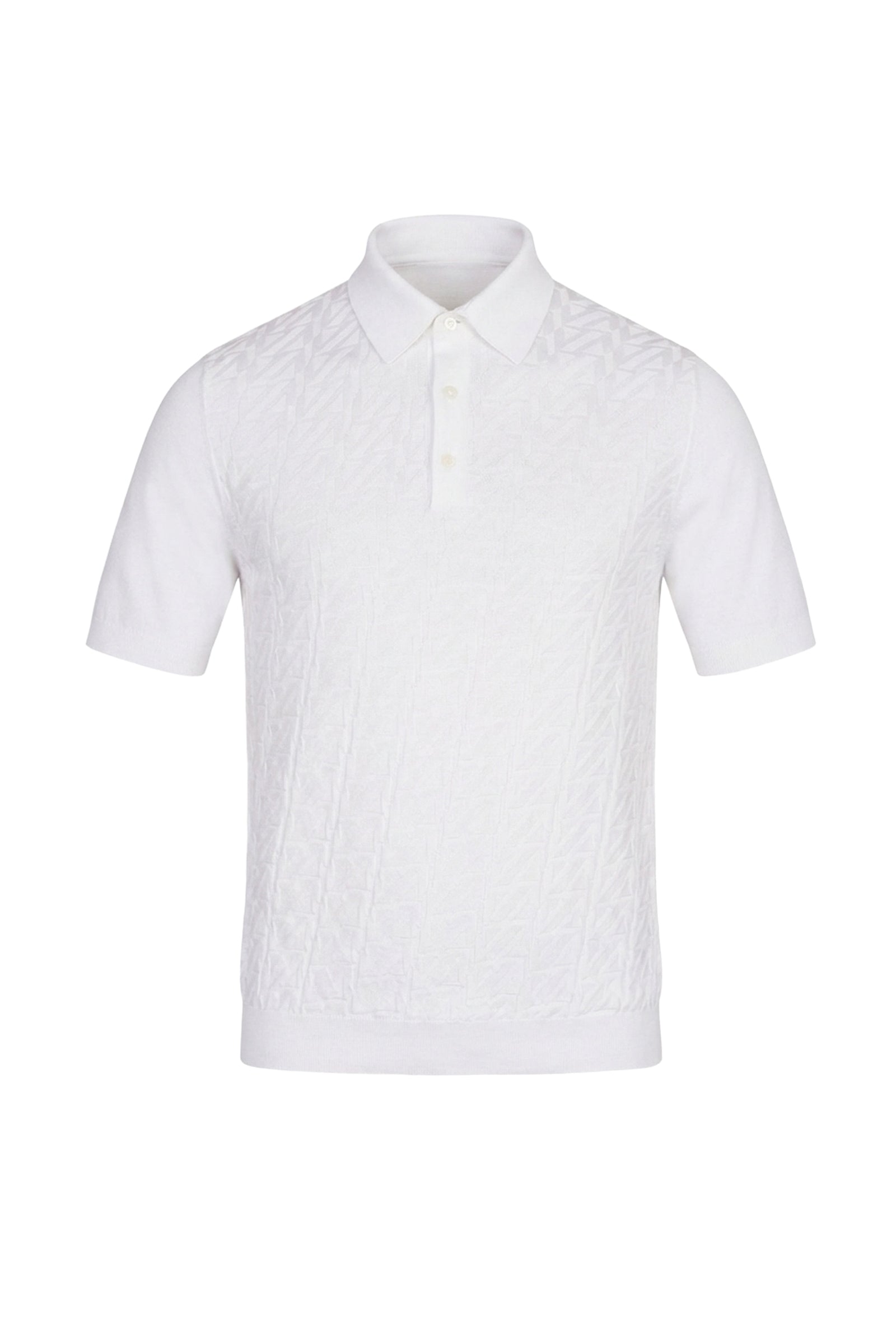 Polo à motif texturé en soie - Blanc