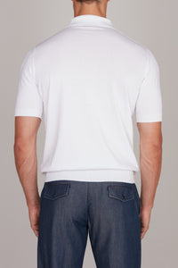 Polo à motif texturé en soie - Blanc