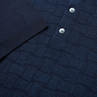 Polo à motif texturé en soie - Bleu