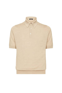 Polo à maille texturée en soie - Beige
