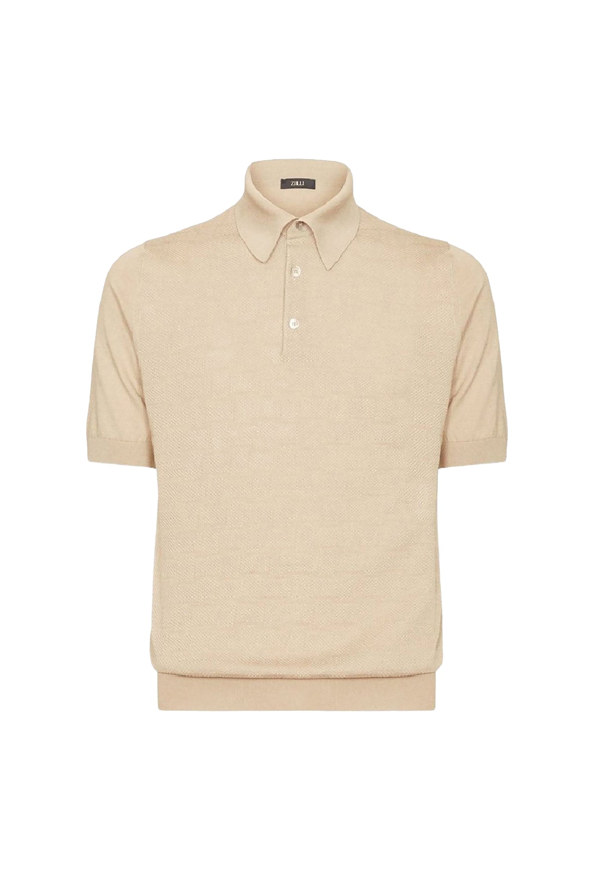 Polo à maille texturée en soie - Beige