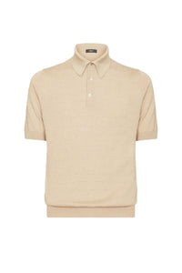Polo à maille texturée en soie - Beige
