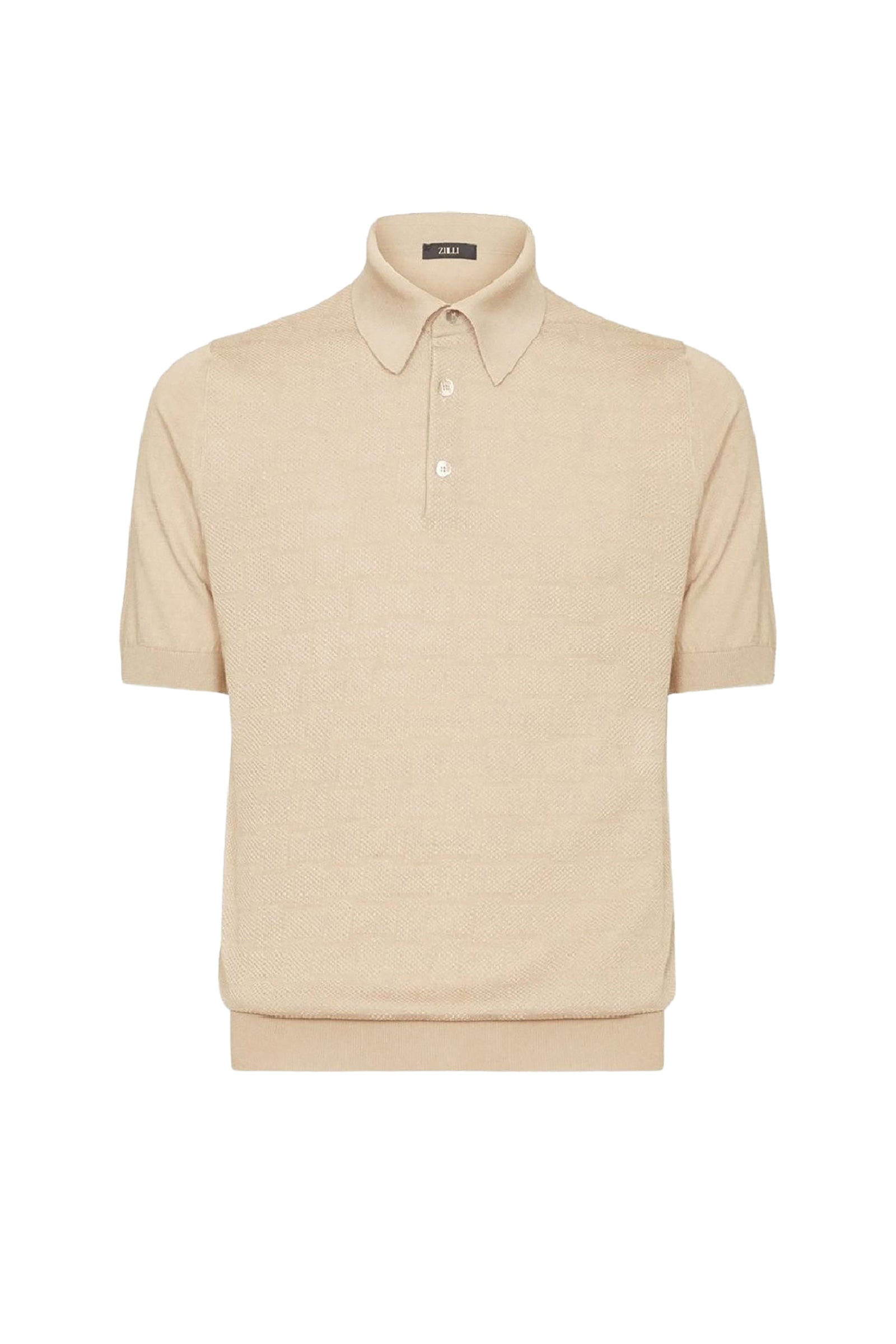 Polo à maille texturée en soie - Beige