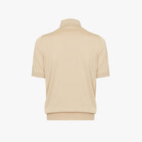 Polo à maille texturée en soie - Beige