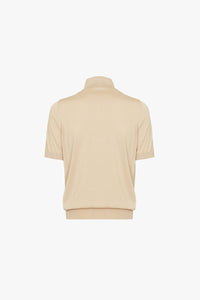 Polo à maille texturée en soie - Beige