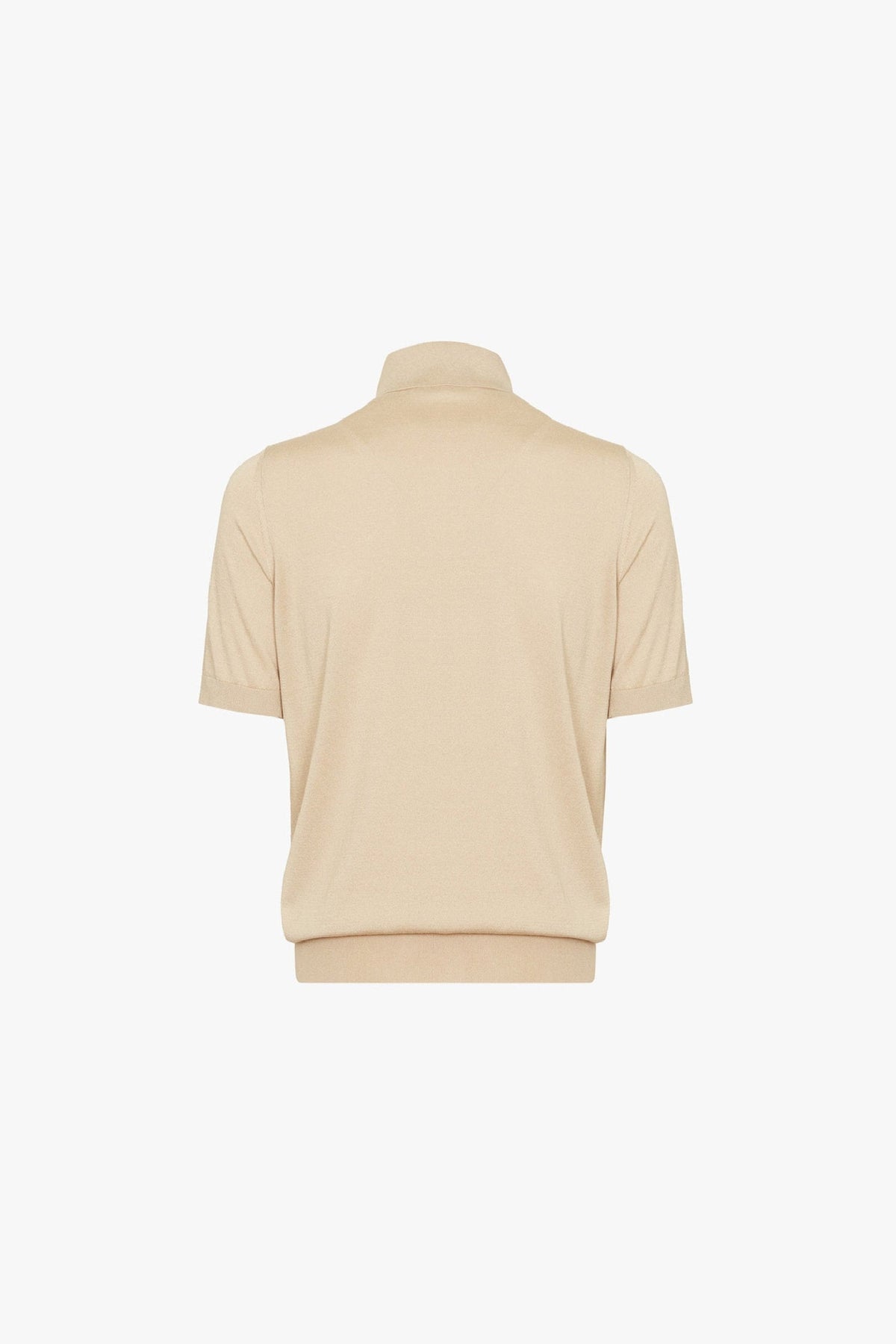 Polo à maille texturée en soie - Beige