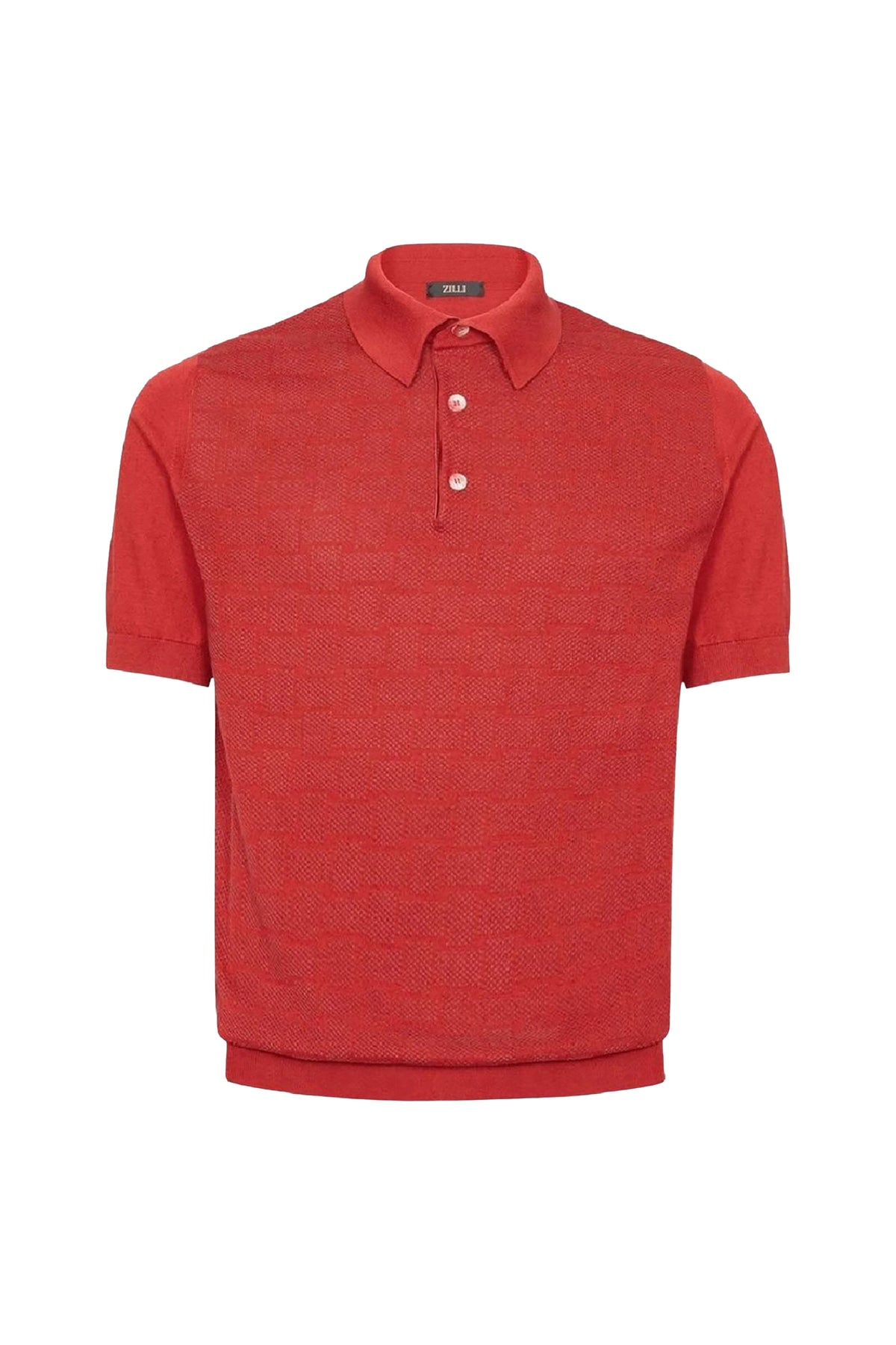 Polo à maille texturée en soie - Rouge