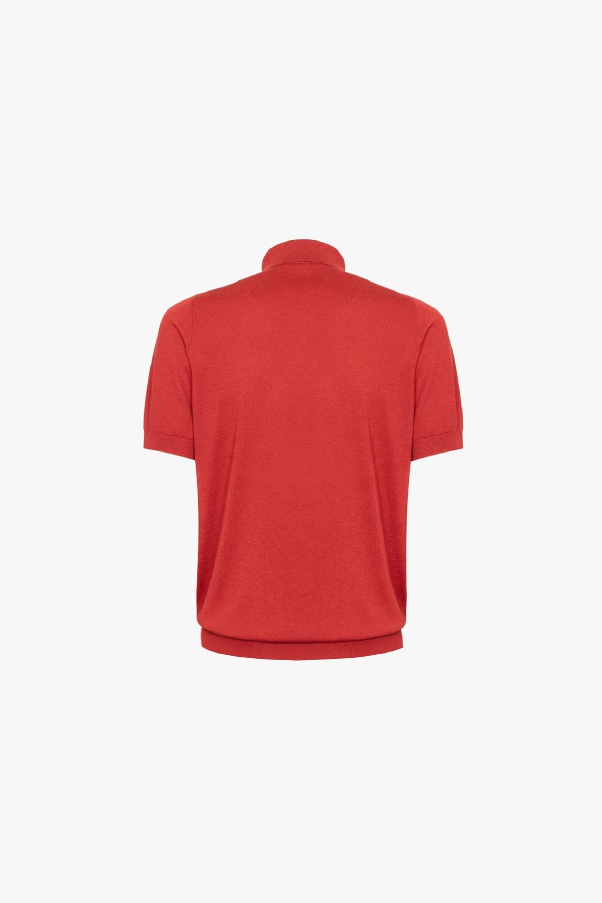 Polo à maille texturée en soie - Rouge