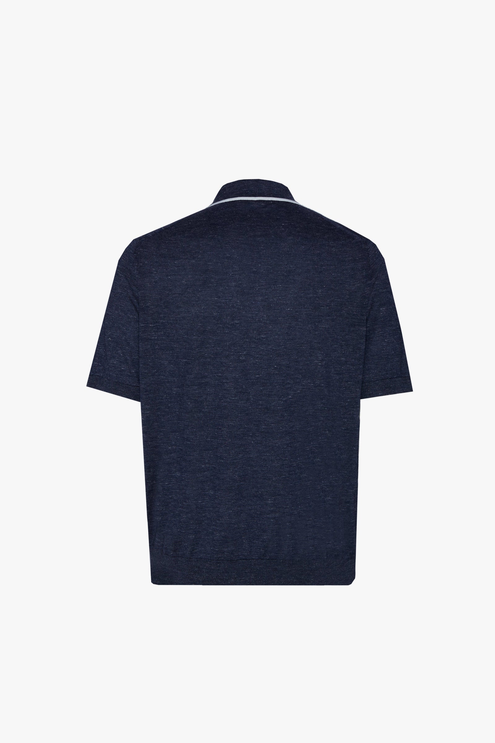 Polo à col contrastant en cachemire et soie - Dark Navy