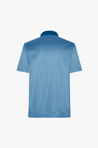 Polo à fines rayures texturé en soie - Bleu