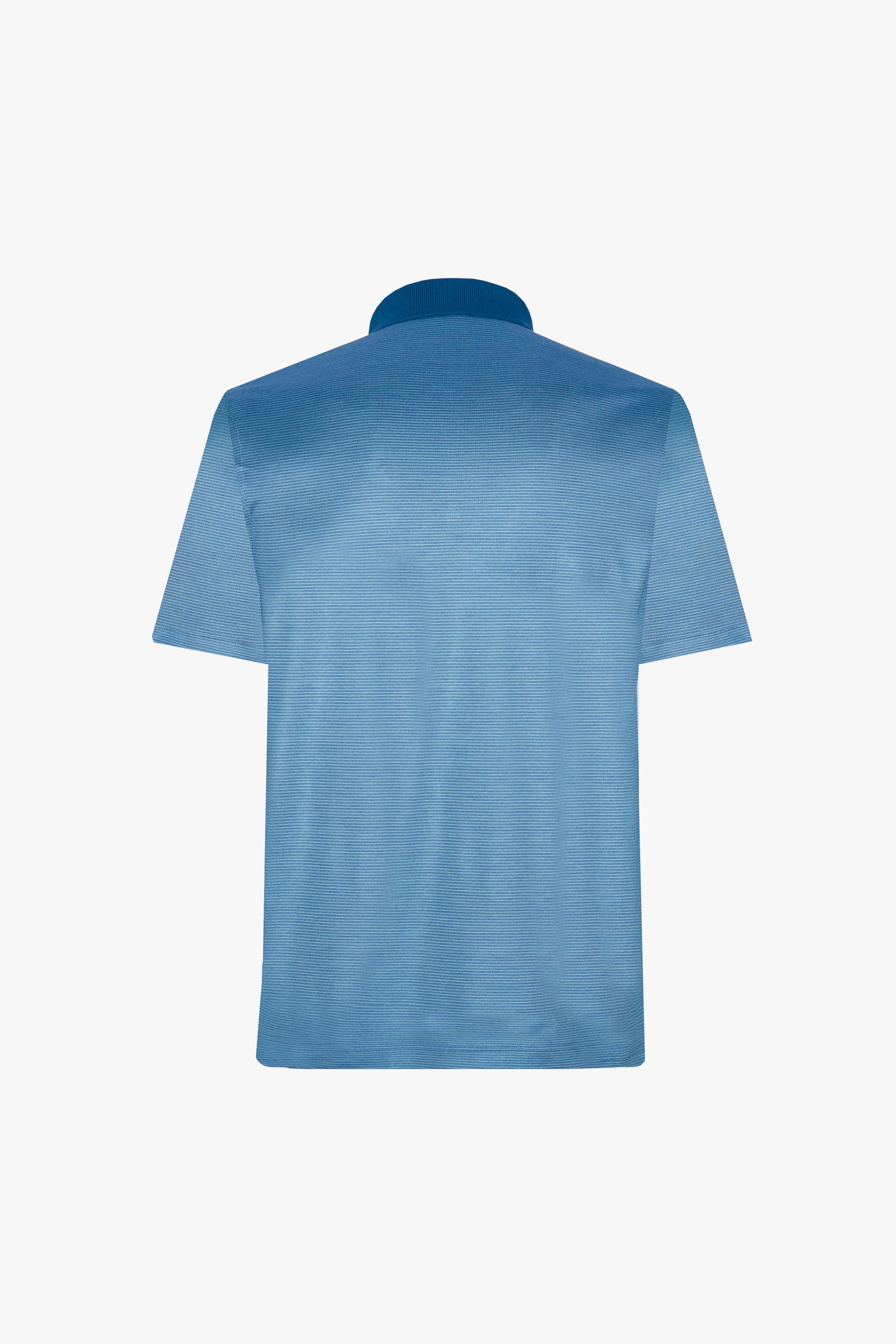 Polo à fines rayures texturé en soie - Bleu