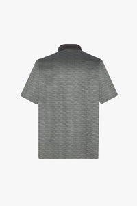 Silk textured striped polo shirt - Olive Green