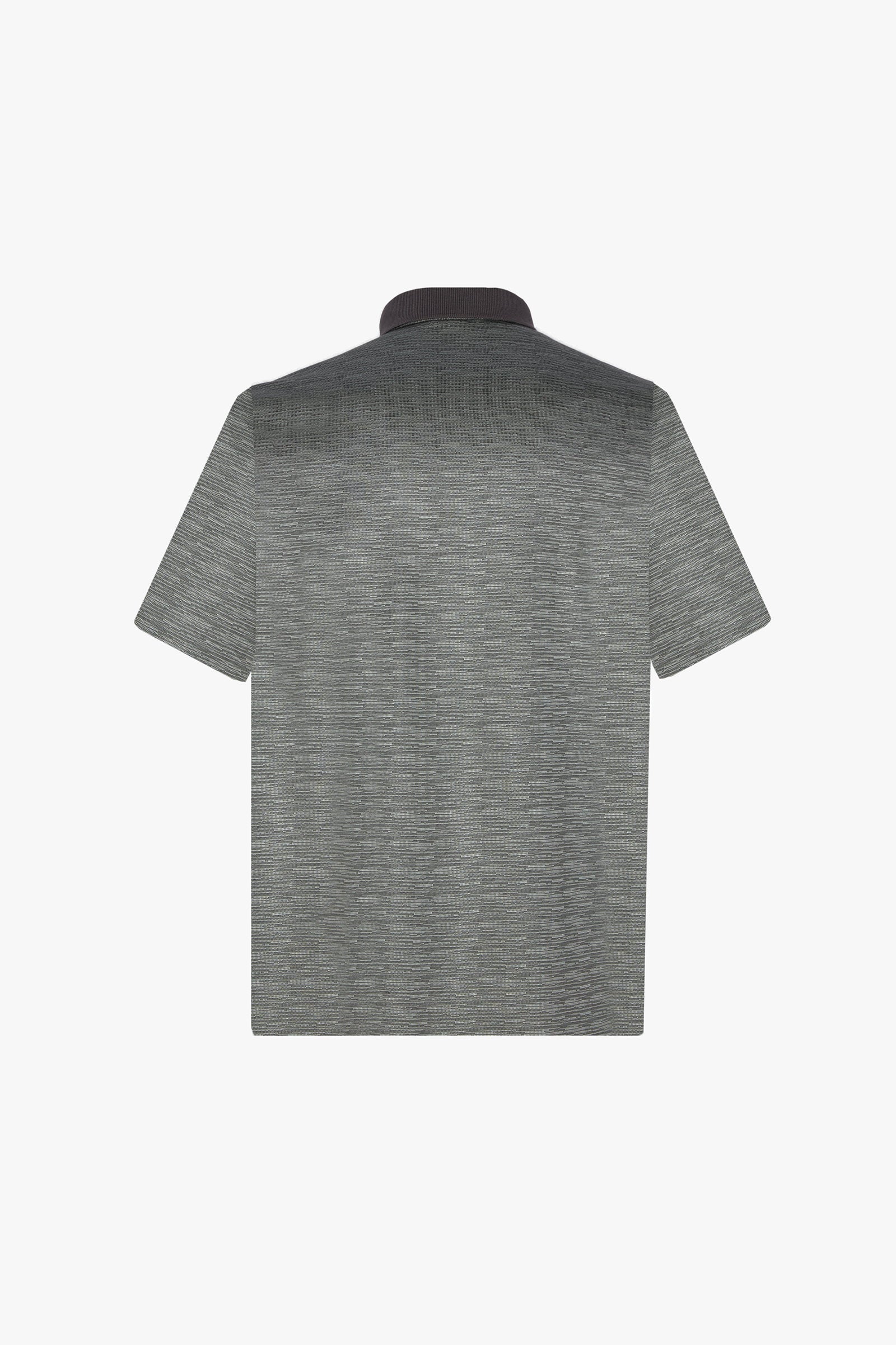 Silk textured striped polo shirt - Olive Green