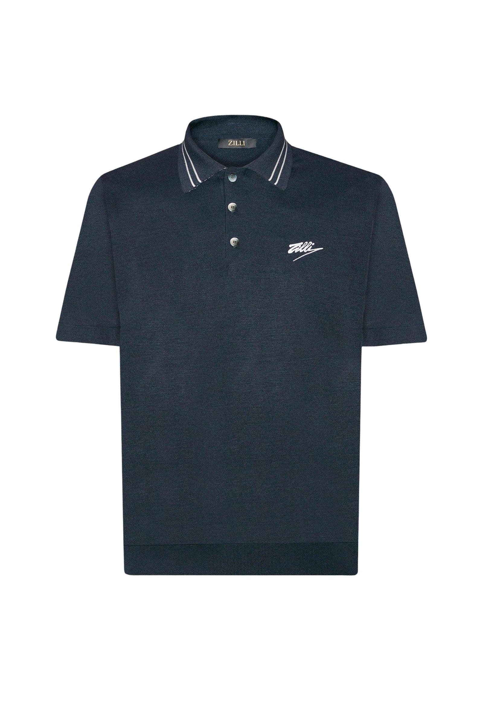 Silk striped polo shirt - Blue Dark Navy
