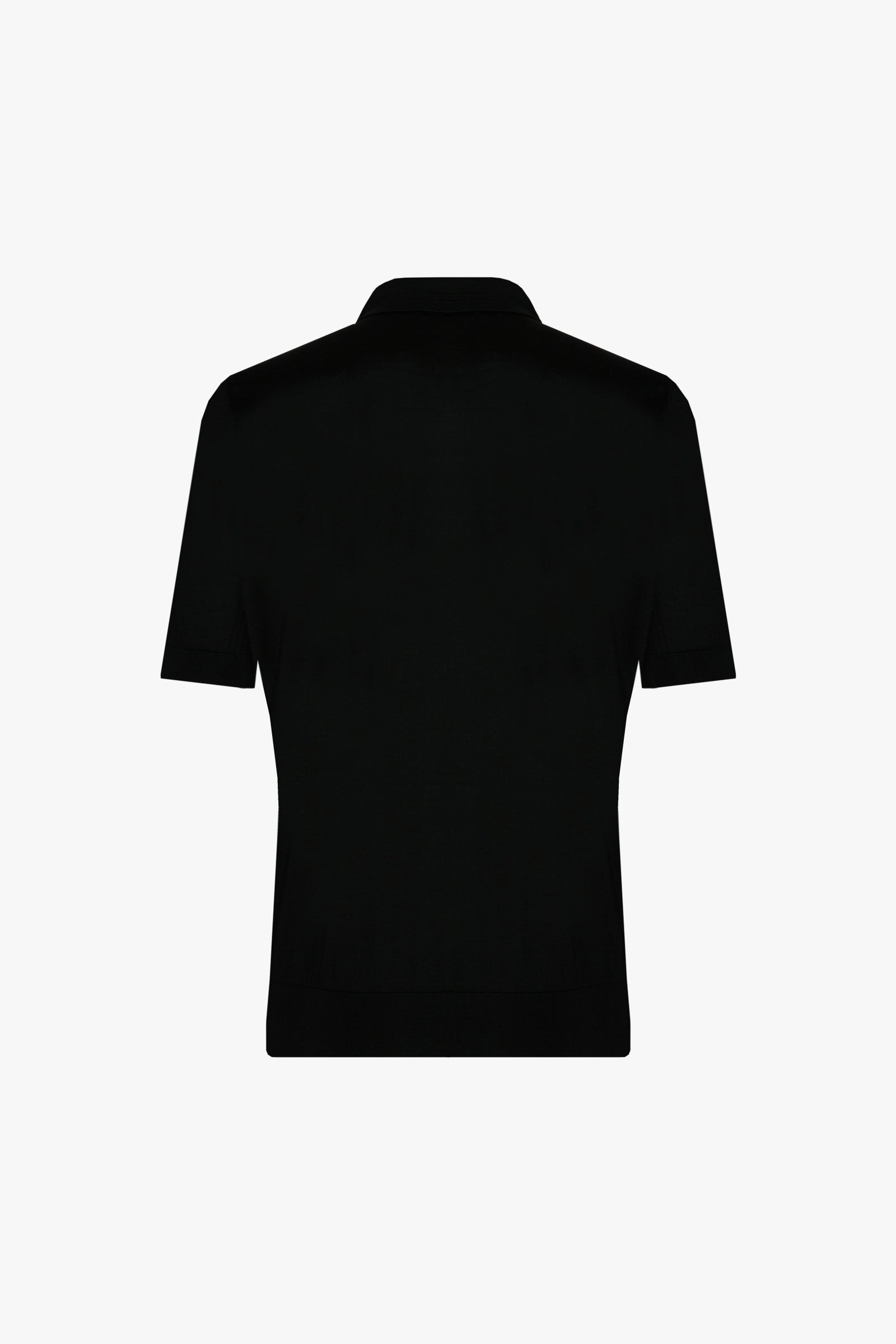 Polo à maille côtelée en soie - Noir