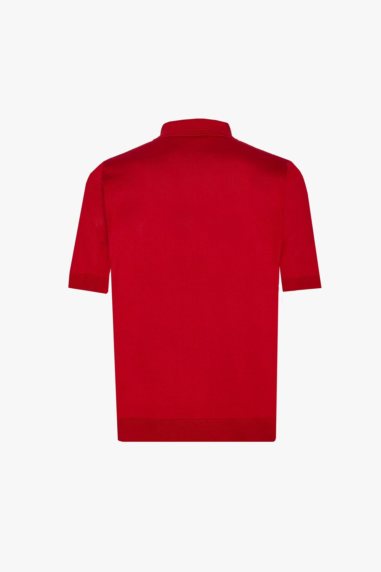 Polo à maille côtelée en soie - Rouge