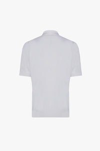 Polo à maille côtelée en soie - Blanc