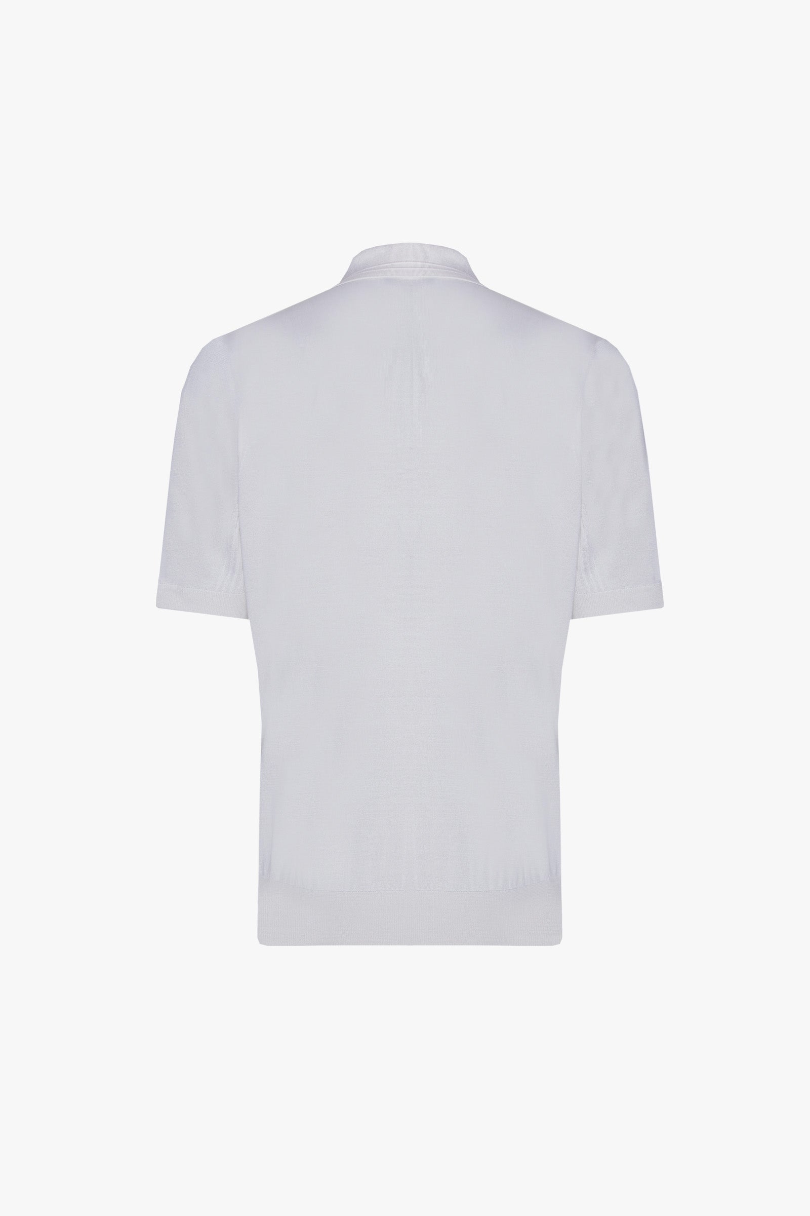 Polo à maille côtelée en soie - Blanc