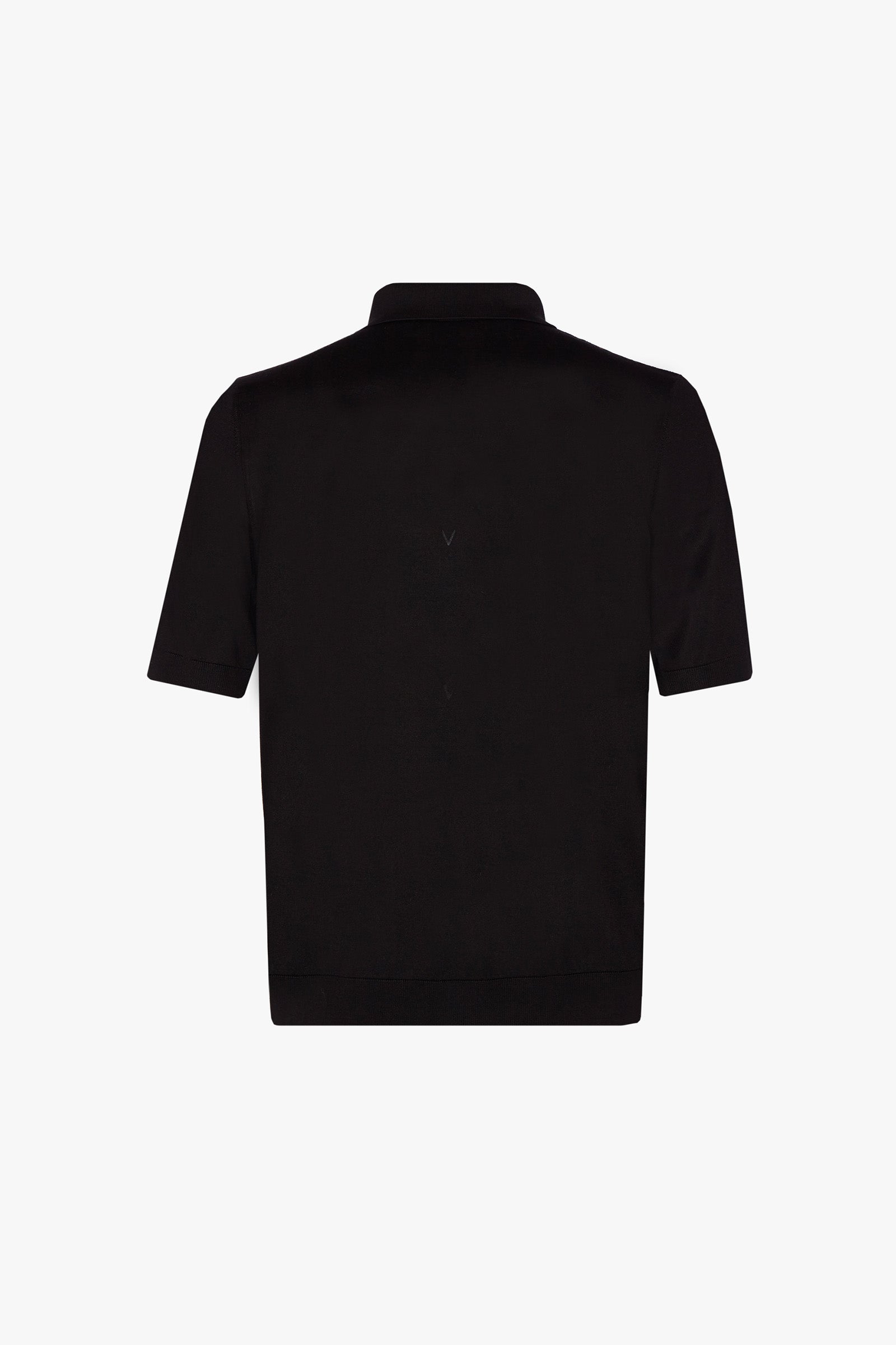 Ribbed textured polo shirt in silk - Black
