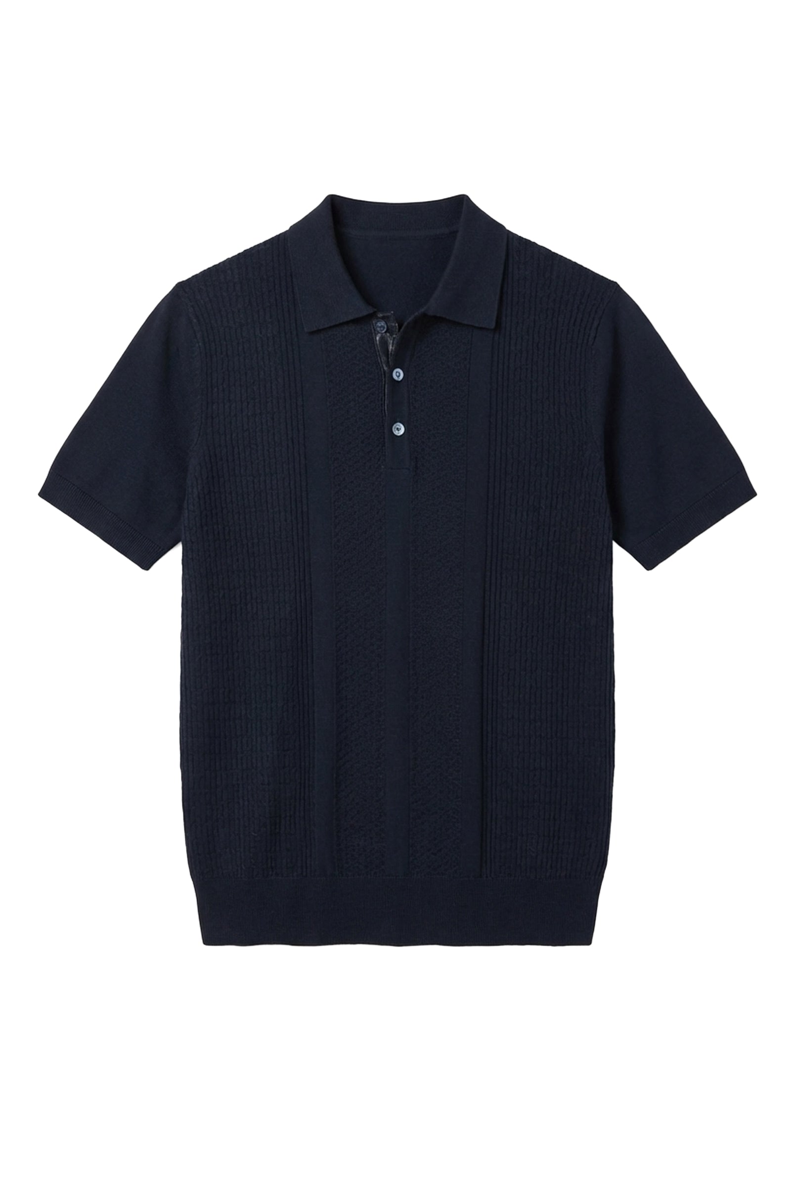 Polo à maille côtelée en soie - Bleu