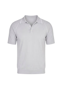 Raglan polo shirt in textured silk blend - Grey