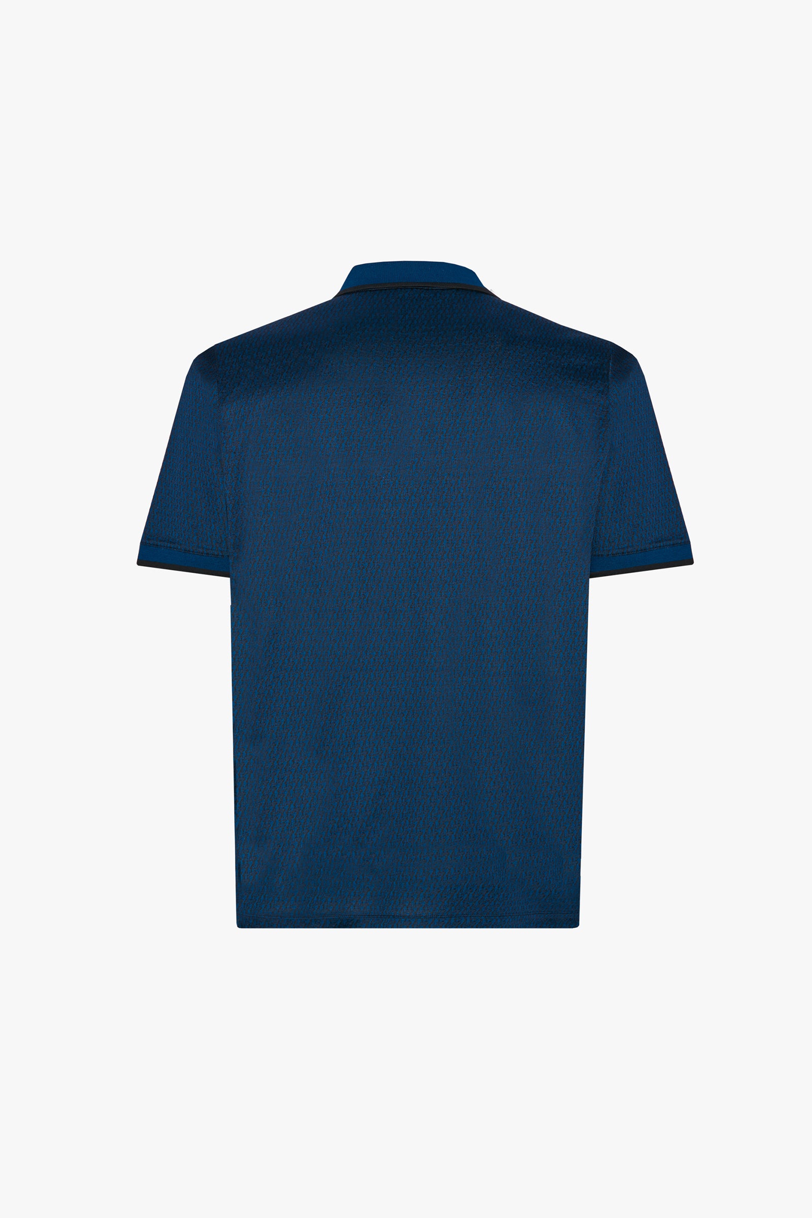 Polo à motif graphique en soie mélangée - Bleu & Noir