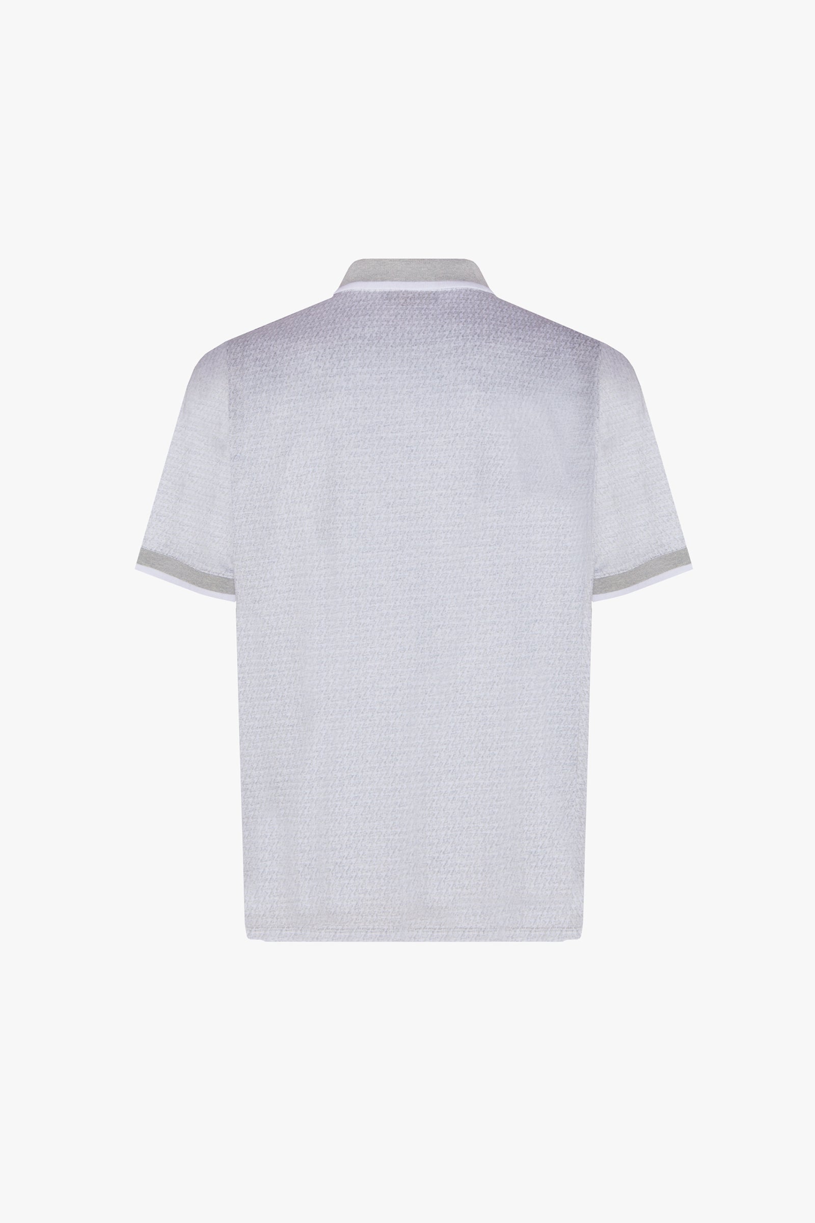 Polo à motif texturé en soie mélangée - Blanc & Gris