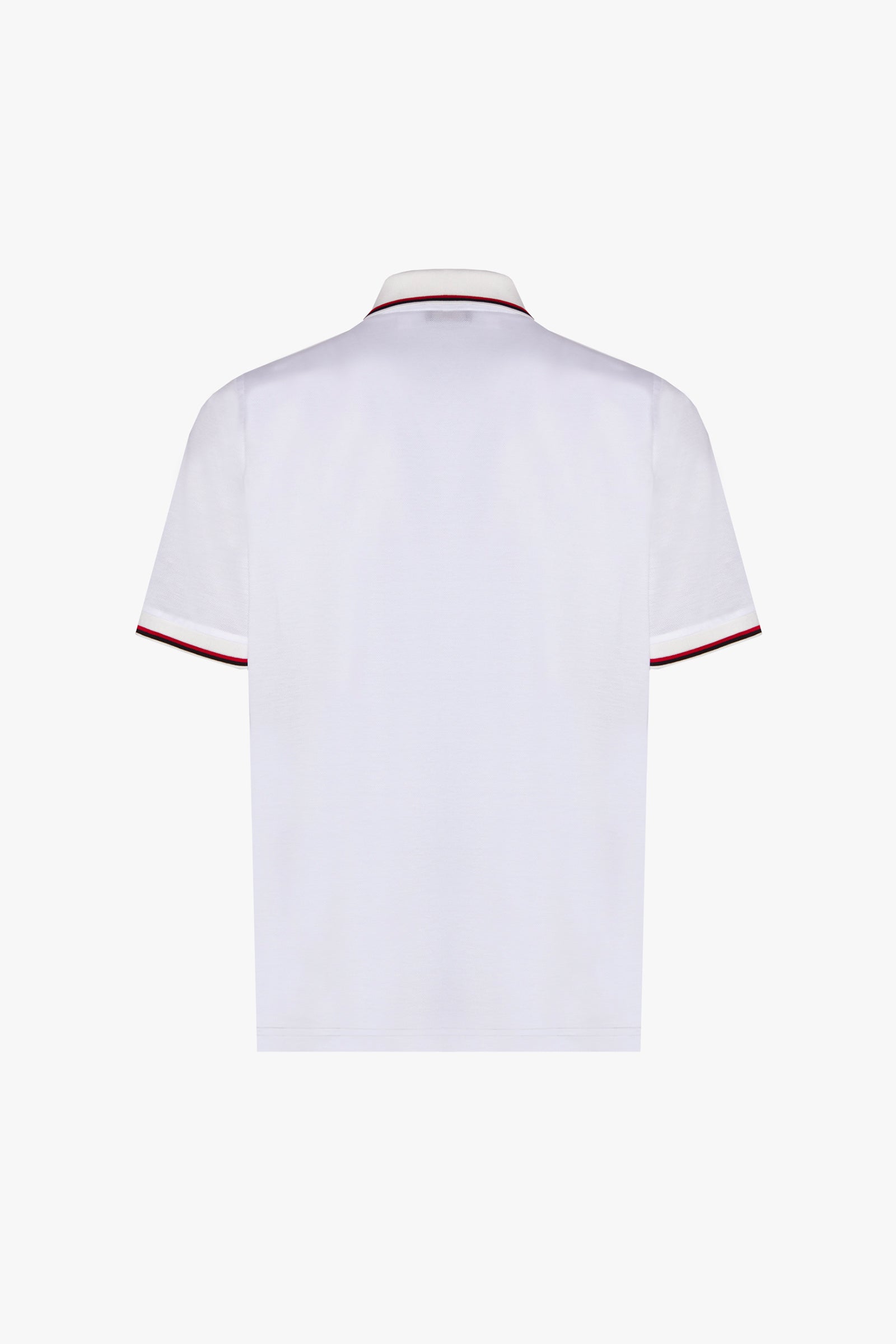 Polo à col rayé en maille piquée - Blanc