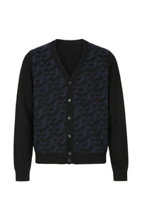Patterned cashmere and wool cardigan - Black